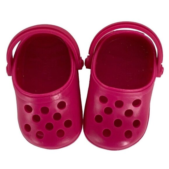 Our Generation Doll Shoe Lot Of 2 Pair Pink Plastic Clogs Silver Sparkly Flats - Picture 14 of 16
